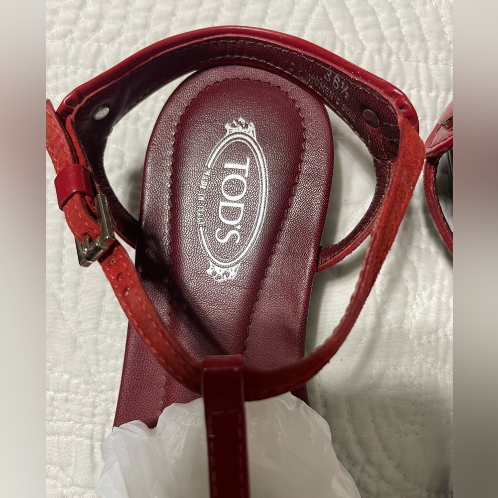 TOD’S Red Sandals Size 36.5 - Picture 2 of 10